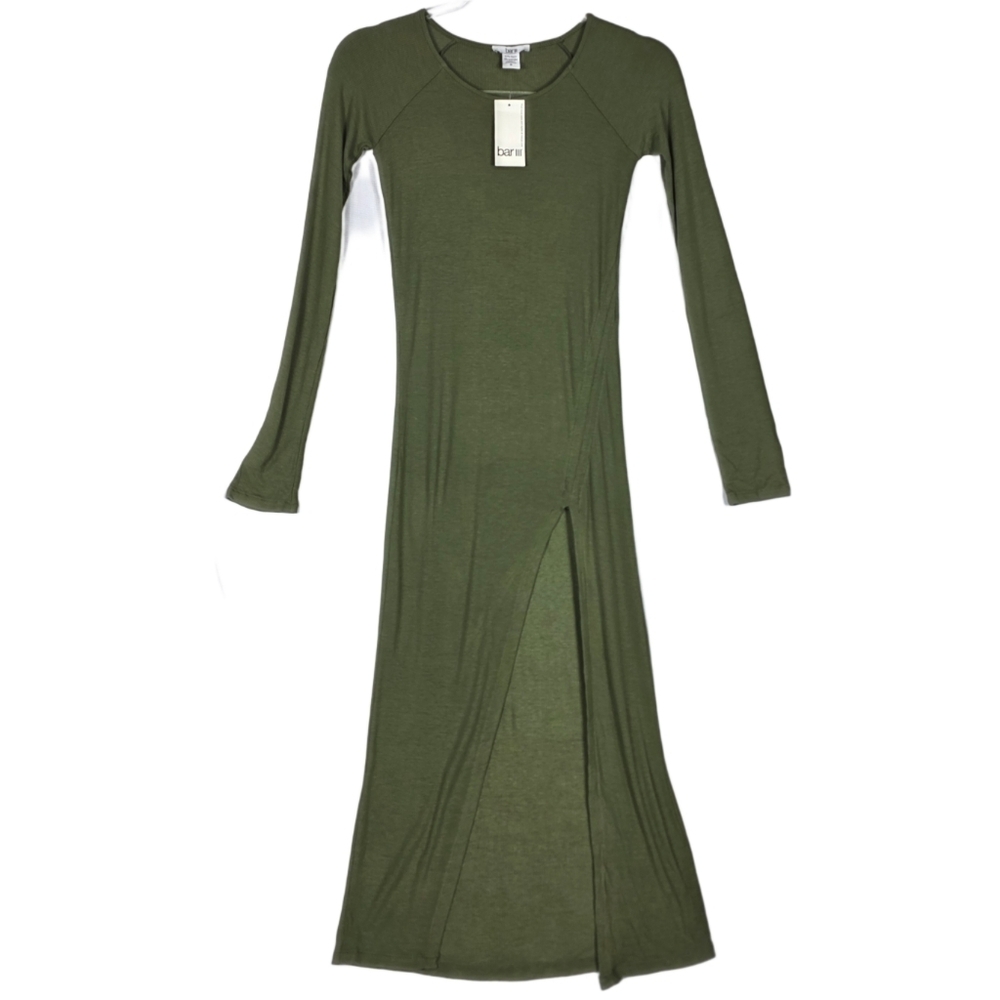 Bar III Olive Green Long Sleeve Maxi Dress